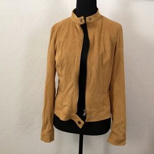 Coffee Shop New York, NWOT, sz S, faux suede, mustard yellow moto jacket